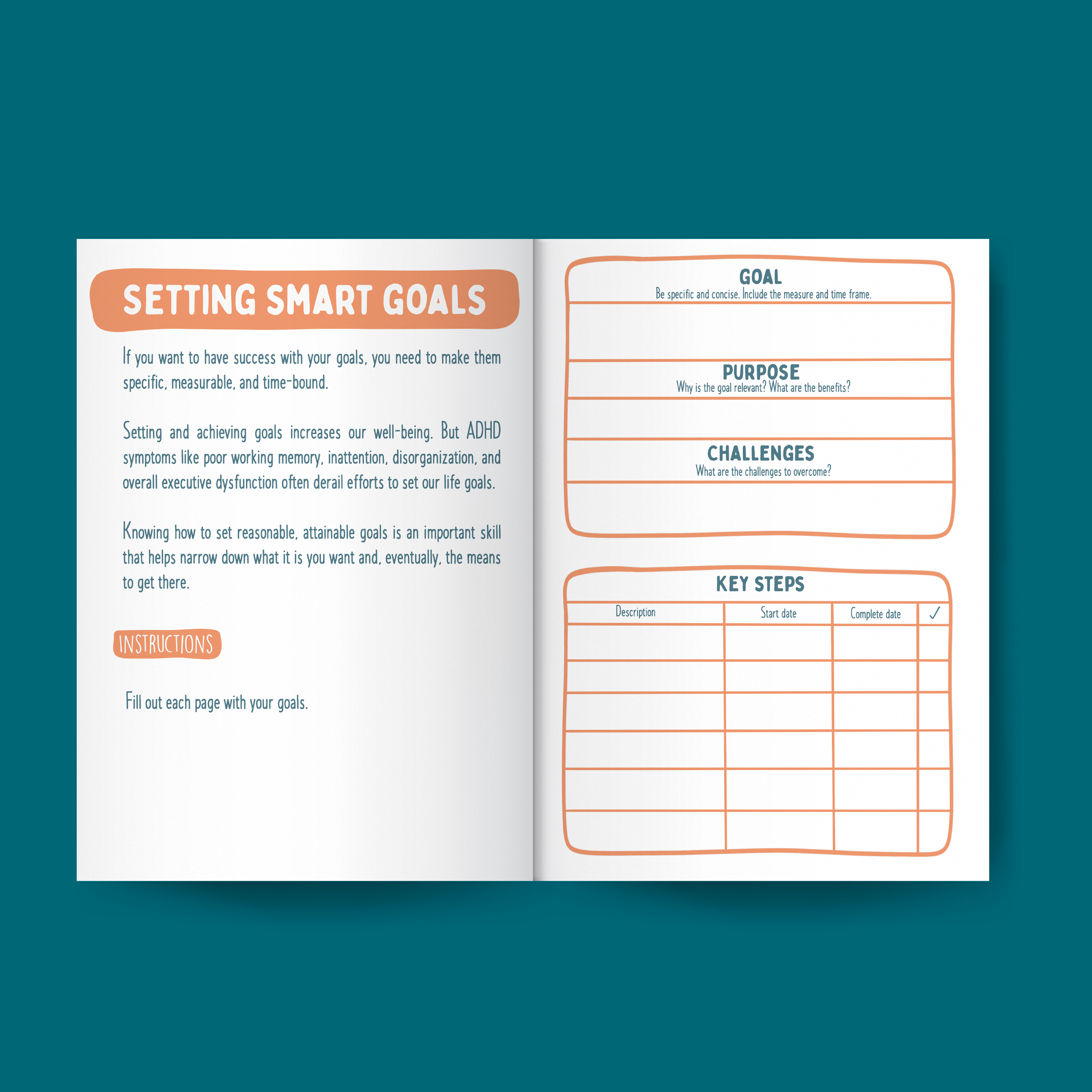 Goal-Getter's Manual - Digital Printable ADHD workbook - ADHDoers